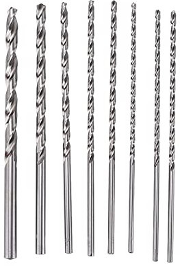 8 PCS HSS Long Twist Drill Bits Set, 4 mm to 10 mm x 200 mm Aluminum Drilling Tools, Professional Hardware Kit for Metal Wood Plastic, Power Tool Compatible