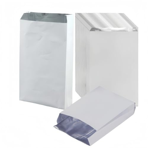 100 Pack Foil Hamburger Wrappers - 6.3x10 Inch Foil Hot Dog Bags,sandwich bags,Greaseproof Paper Thermal BBQ Bag for Burgers,Hot Dog,BBQ,Fast Food,Takeout (White, 6.3x1.57x10.23)
