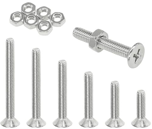120 Sets of M4 Flat Head Phillips Screws and Nuts – 304 Stainless Steel Machine Screw for Furniture and Hardware Assembly