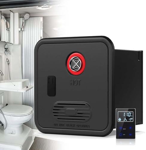 CUTANGELAR Système De Douche Instantané, Chauffe-Eau Sans Réservoir Pour Camping-Car Haute Altitude. 55,000 BTU. Chauffe-Eau Sans Réservoir Au Propane, Pour Usage Familial En Camping-Car.(Black)