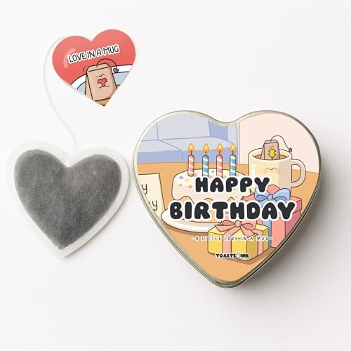 Birthday Heart-Shaped Tea Bags – Premium Tea in Gift Tin (Set of 5) (Lemon & Ginger Tea)