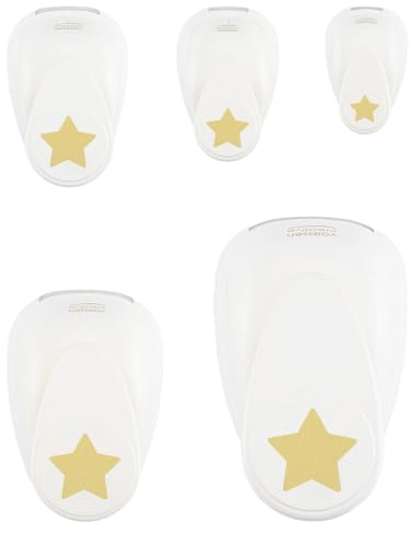 Vaessen Creative Motivstanzer Set 5 St. - Sterne - Ø 0,95 bis 5 cm - Scrapbook Zubehör zum Basteln, Kartengestaltung und Journaling