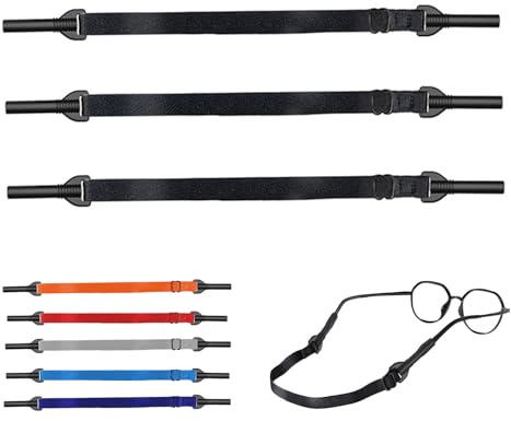 8 Stück Brillenband Sport Verstellbar Rutschfest, Brillenbänder für Herren Damen Kinder, Elastisches Sportbrillenband Brillenkette für Sonnenbrille Lesebrille, Set in Schwarz Blau Rot Grau Orange
