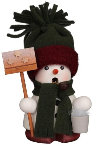 Räuchermännchen Schneemann grün - 12,5cm - Original Erzgebirge Räuchermann - Christian Ulbricht
