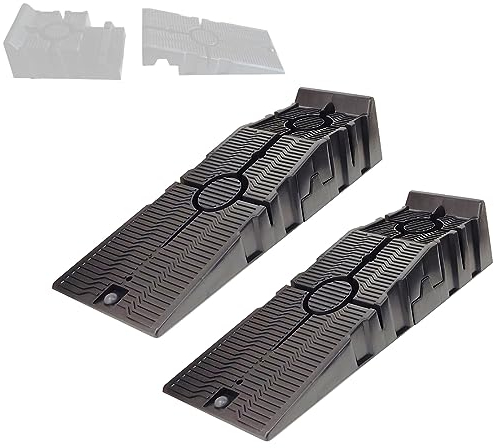 KATSU Tools Plastic Car Ramp, 5 Ton Capacity, Light Weight, Detachable, Anti-skid Surface, 91.5 cm x 31.0 cm x 21.5 cm