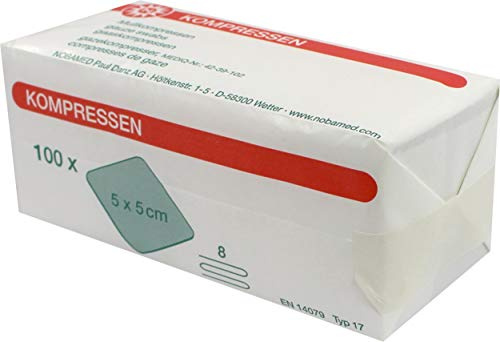 100x unsterile Noba Mullkompressen Kompresse Mull 8-fach, 5cm x 5cm