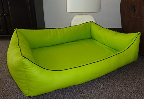 Ortopedico Orthopaedisches Hundesofa Hundebett Kunstleder Hundebettenmanufaktur 90 cm X 70 cm mit Viscoschaum Matratze (Limone)