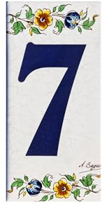 CHIFFRE 7 NUMERO DE PORTE EN CERAMIQUE DECORATION MOUSTIER