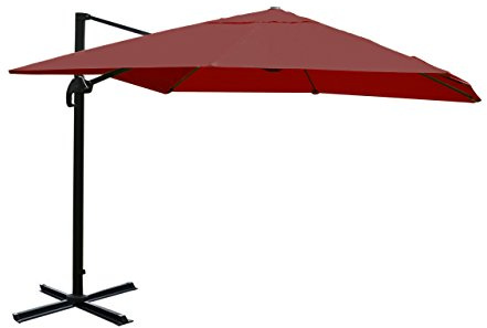Mendler Gastronomie-Ampelschirm HWC-A96, 3x4m (Ø5m) Polyester Alu/Stahl 26kg - bordeaux