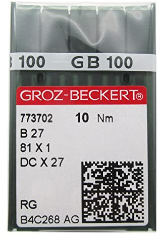 GROZ-BECKERT Nadeln in CKPSMS transparenter Kunststoffbox – 100 Stück Groz Beckert DCX27 DCX1 B27 Industrie-Overlock-Nähnadeln (DCX27 20/125)