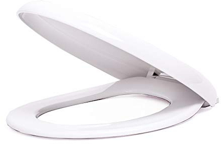 BM 4092 Tavoletta Copriwater Sedile WC Chiusura Ammortizzata Universale Standard Coperchio Toilet Seat Bagno Soft Close in Plastica, Colore Bianco Cerniere Incluse