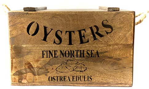 Whispering Pines Rustic Style Vintage Oysters Fine North Sea Wooden Box Storage Crate