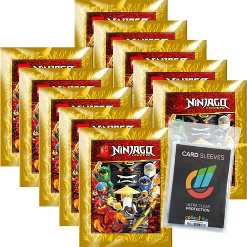 CAGO Lego Ninjago Legacy Sammelsticker - 10 Tüten, 50 Goldfarbene Cartoon Aufkleber, Kunststoff, Rechteckig, Indoor, Selbstklebend, Sticker