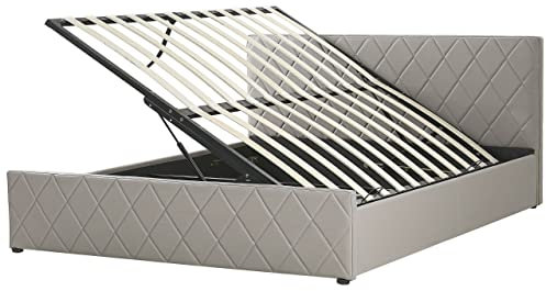 Beliani Schickes Doppelbett in Grau mit Bettkasten und Lattenrost 180 x 200 cm Rochefort