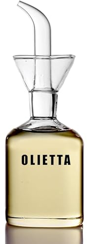 Olietta Oil Dispenser Borosilicate Glass Olive Oil Bottle - 125ml Non Drip Dispenser - Leak Proof Pourer Vinegar Drizzler - Easy Clean Drip Free Bottles for Kitchen