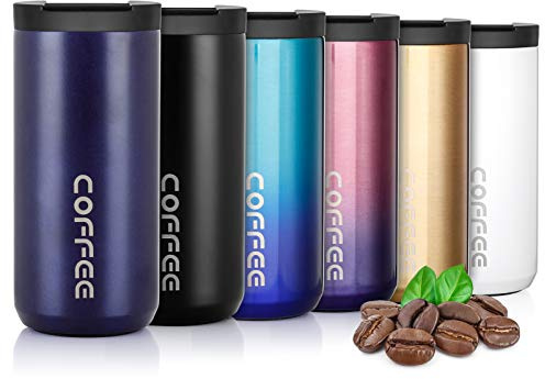 Lalafancy 350ml/500ml Coffee Travel Mug for Tea, Double Walled | Reusable Coffee Cup for Hot and Cold Drinks, Insulated Stainless Steel Thermal Mug with Leakproof Lid, Fits Car Cup Holders