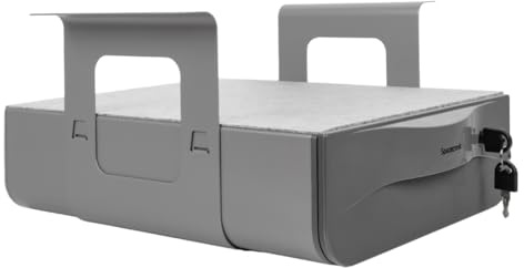 Spacetronik Untertisch Schublade, Unterbau Schublade Abschließbar aus Stahl | Schublade Unter Schreibtisch mit Extra Ablagefach, Schreibtisch Organizer für Home Office & Stehschreibtisch, Grau