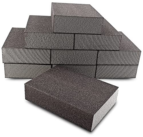 Zorveiio Schleifschwamm mit Körnung 120, waschbar und wiederverwendbar, Sandschwamm, Schleifklotz-Set, Schleifpapierschwamm für Holz, Metall, Trockenbau, Gläser, Möbel, 10 Stück