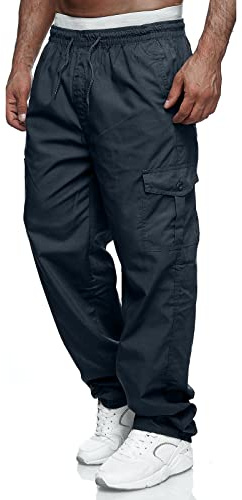 VANVENE Mens Work Cargo Trousers Casual Stretch Elasticated Waist Pants | Drawstring,Lightweight,Outdoor,Multi-pocket