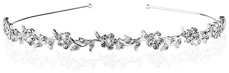 PLABBDPL Hochzeit Tiara,Braut Tiara mit verziert Perle Hochzeit Stirnband Stirnband,Ideal für Hochzeit/Proms/Parteien, Silber Hochzeit Kopfschmuck für Braut Handgemachte Braut Stirnband mit Strass