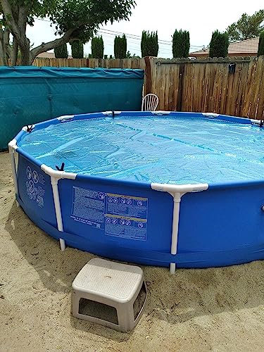 AviiSo Cubierta Impermeable Lona Solar para Piscina Diámetro 9M - 2M Cubierta de lluvia de la piscina del marco, La energía solar cubre mantas flotantes de aislamiento térmico, Burbujas pesadas de 400