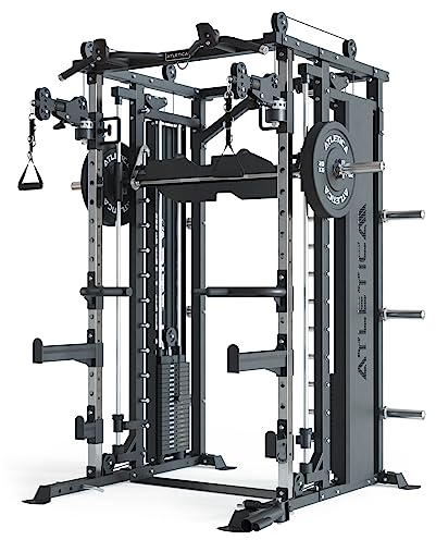 ATLETICA Fortress | Multipresse Smith Maschine & 360° Flex-Cross System | Kraftstation mit 180kg Steckgewichte | Studio Einsatz möglich | Beinpresse-Option