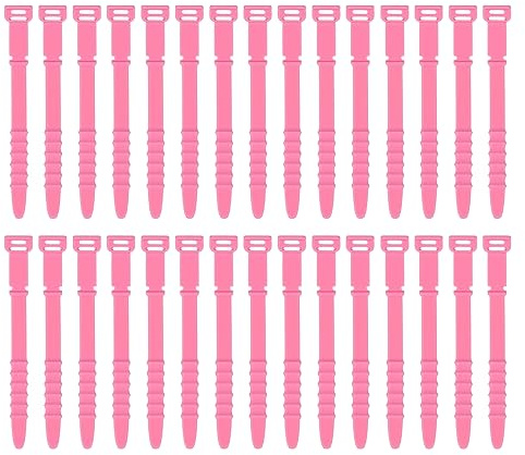 uxcell 30Pcs Silicone Cable Ties 4.5 Inch Reusable Wire Ties Elastic Cable Cord Organizer Straps for Cords Wire USB Charge Management Food Storage, Rose Pink