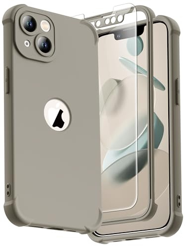 ORETECH Shockproof Case for iPhone 13 Mini Case, with [2 x Tempered Glass Screen Protector] [Camera Protection] [Military Grade Protective] Thin Slim Fit Bumper iPhone 13 mini Phone Case - Stone