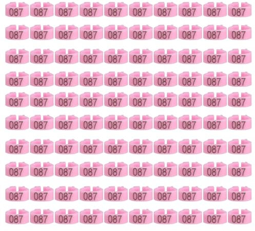 Locadence 100 Stück Hühnerbeinringe, 001–100 Nummerierte, Wiederverwendbare Hühner Identifikationsbeinbänder, Hühnerbeinbänder für Brieftauben, Erwachsene Vögel (Pink)