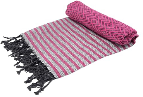 Stefano Ferrante KELIM LUX Hamamtuch (pink) | Saunatuch, Pestemal, Fouta, Strandtuch, Badetuch, 100x180 cm, Baumwolle