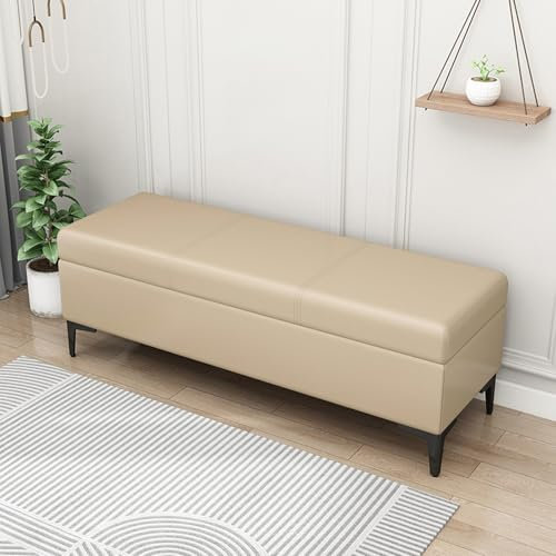 Polsterbank aus Kunstleder für Schlafzimmer, Eingangsbereich, rechteckig, Couchtisch, Spielzeugbox, Organizer, extra lange Bank mit 136 kg Kapazität Stauraum
