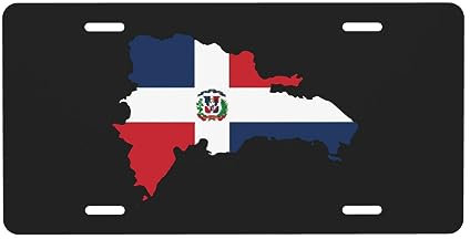 Placa de matrícula con mapa del terreno de República Dominicana para la parte delantera del coche, placa de matrícula de 6 x 12 pulgadas, placa de metal para coche, etiqueta decorativa novedosa y vani