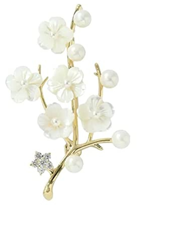 Brosch,broscher for kvinnor,broscher och nålar White Plum Blossom Pearl Suit Brosch Mode Mångsidig skal Brosch Personlighet Lyx Elegant Pin Brosch Damer
