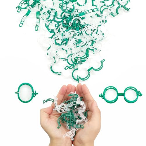 OHYER Pflanzen Clips Pflanzen klammern Pflanzen Stützklammern Doppelt Pflanzenhalter kletterpflanzen Befestigung für Unterstützung Sicherung für Garten Gemüsefrucht Kletterpflanzen (Grün+Weiß 100)