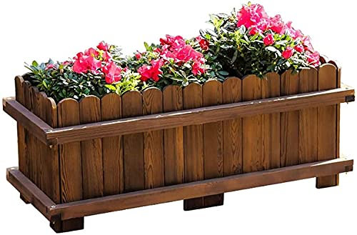 Support de plantes en bois avec support de rangement pour jardin surélevé avec récipient galvanisé - Jardinière d'extérieur pour balcon - Bac à fleurs pour légumes - Design en bois carbonisé