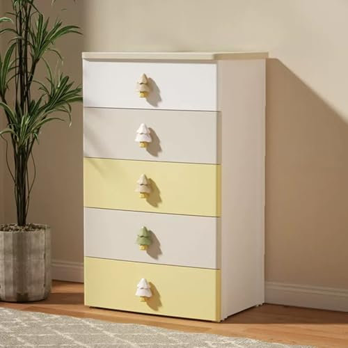 GUAWJRZDP Bunter Aufbewahrungsschrank, Schubladenkommode, Kunststoffkommode, Kommode Mit Holzplatte, Schubladenkommode for Schlafzimmer, Wohnzimmer, Kinderzimmer(5-Tier)