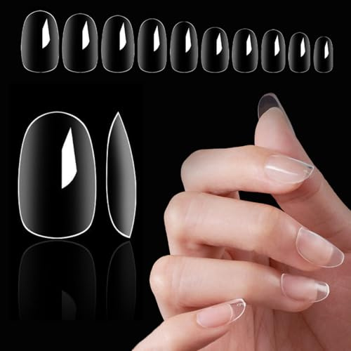 KEYRI 600 Stück Kurze Ovale Nagelspitzen Vollständige Abdeckung Nägel Tips für Nail-Art-Maniküre und DIY-Nagelstudio Acryl kunstnägel Zum Aufkleben Künstliche Fingernägel für Frauen 10 Größen