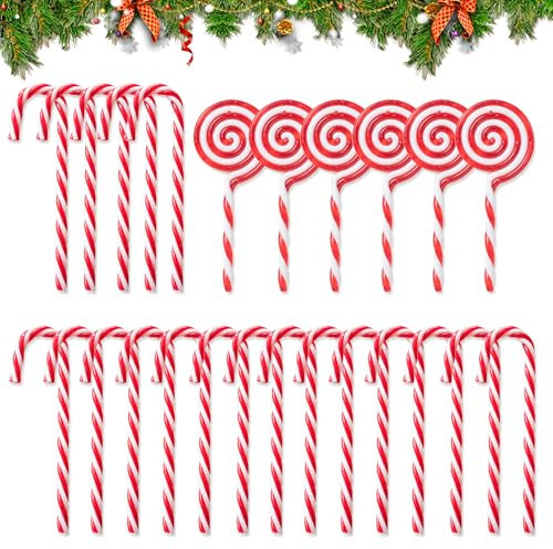JSTHHTT 25 Piezas Bastón de Caramelo de Navidad, Bastones de Caramelo, Bastones de Caramelo Adorno, Adornos arbol Navidad para Colgande de Árbol de Navidad, Decoracion Navidad Piruletas