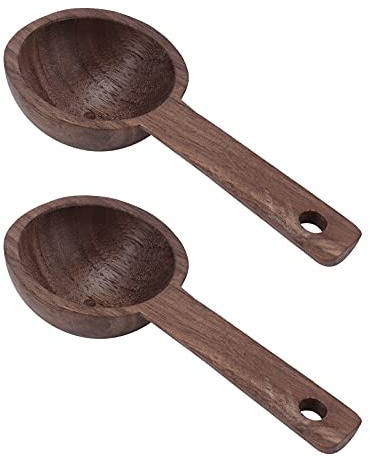 2 Pack Walnut Wooden Tablespoon Coffee Scoop, Ground Tea Spoon for Coffee Beans Walnut Wood Measuring Kitchen Tools1.8in Spoon with 15ml Powder Coffee Measuring Hand ((2 Sold) #2