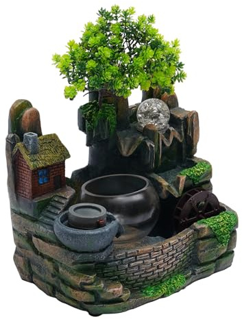 Fontana a LED con funzione atomizzatore, fontana per interni ed esterni, per decorazione da tavolo e giardino, 220 V/24 V, illuminazione multicolore e gioco d'acqua