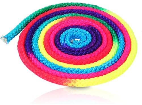 TICFOX Rhythmische Gymnastik Kunstseil, Gymnastikseil Springseil, 2,8m Nylon Regenbogen Farbe Rhythmische Gymnastik Seil solide Wettbewerb Kunst Training Seil für Kunst Training Sport Wettbewerb