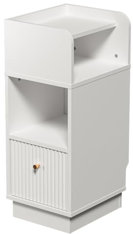 EORMM Schmaler Nachttisch 25 cm, platzsparend mit Schublade und offenem Fach, 62 cm Höhe für Boxspringbetten und Sofas, als Beistelltisch für Schlafzimmer und Wohnzimmer, modernes Design