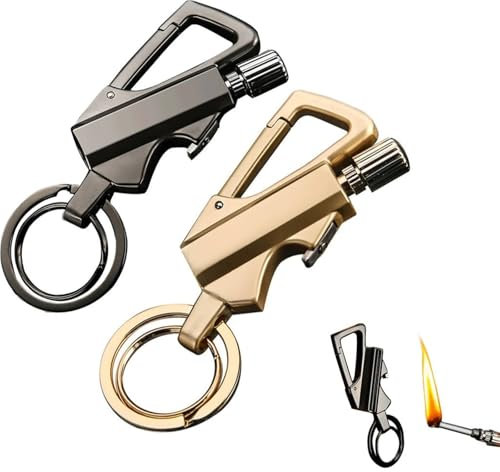 IHGVVING Briquet à kérosène Multifonction avec Porte-clés décapsuleur, allumettes réutilisables, Coupe-Vent et imperméables, idéal for Le Camping (kérosène Non Inclus)(2pc-1)