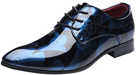Zapatos de traje para hombre, con cordones, zapatos de boda, zapatos de negocios, zapatos clásicos Derby Oxford 39-48, Azul 4, 42 EU