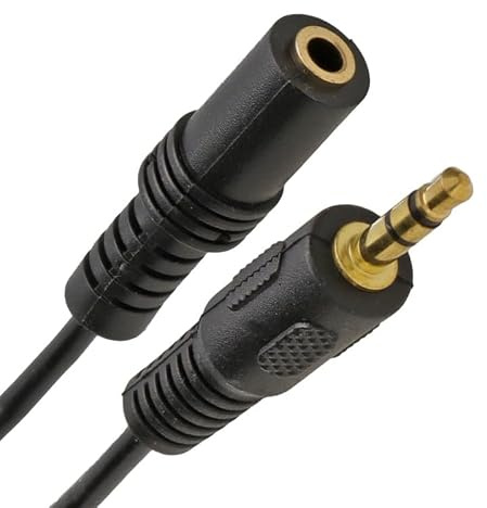 3.5mm Audio Extension Cable, Male to Female Socket, Black (10M)