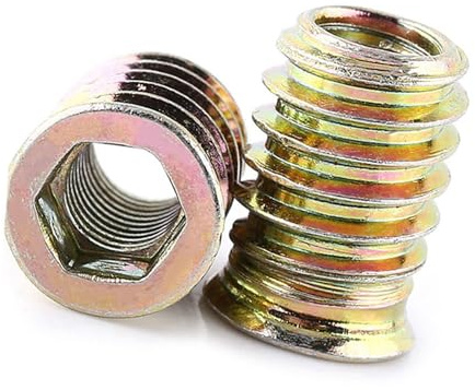 Yosoo Écrous d'insertion de Vis Hexagonales M8x20mm, écrou de Meuble en Acier au Carbone plaqué Zinc, Idéal pour le Bois Dur, 20 Pièces d'insertion Filetés, pour Armoire, Armoires, ', en Bois,