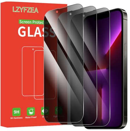 LZYFZEA 3-Pack Privacy Screen Protector for iPhone 13 Pro Max，Anti-Spy Tempered Glass Film,HD Clear,Anti-Scratch,Case Friendly