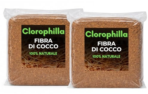 Fibra di Cocco Pressata in Mattone – Substrato Naturale Espandibile con Acqua – Si Espande fino a 50–60 Litri – Ideale per Rinvasi, Orto, Semine e Piante da Interno (2 BALLETTE)