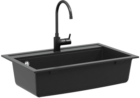 vidaXL Diskho Svart 795 x 505 mm Granit, Elegant rektangulär granitvask, robust köksinstallation, modern minimalistisk design