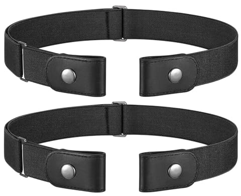 WERFORU 2 st utan spänne elastiskt spännelöst bälte herr för jeansbyxor, Anzug für Taillengröße 70-120cm
